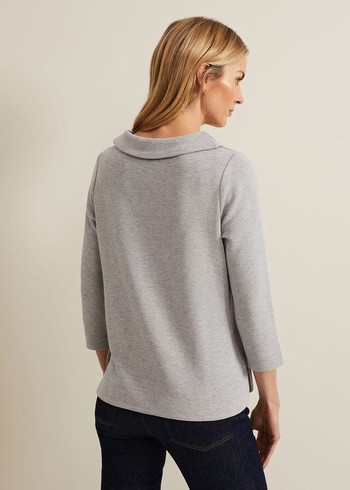 Phase Eight Remy Textured Cowl Neck T Shirts Grey Australia | XF5413670